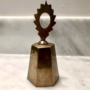 Antique Brass Dinner Bell Gold Octagonal Tabletop Bell
